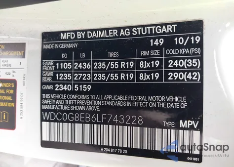2020 Mercedes-Benz Glc 300 4Matic from USA, damaged, VIN WDC0G8EB6LF743228